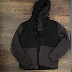 Men's Black and Gray Hooded part down lululemon Jacket